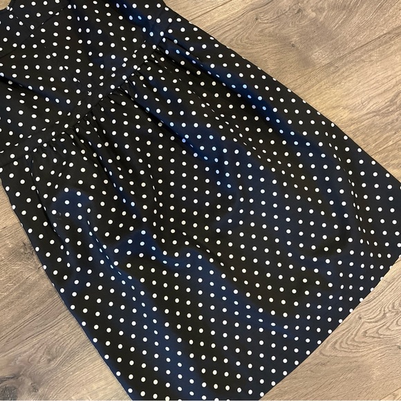 J.Crew Black Polka Dot Dress Size 6 Sleeveless V-Neck - Picture 3 of 5